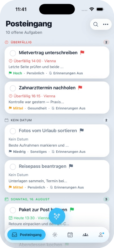 Todofy Inbox on iPhone